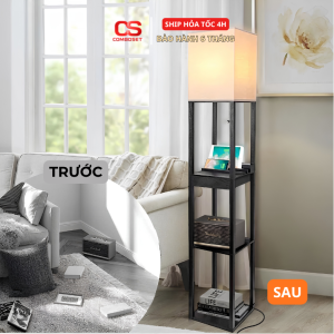 Đèn Sàn Kết Hợp Kệ Đa Tầng Cao Cấp Cho Phòng Khách, Đèn Bàn Trang Trí Tạo Không Gian Ấm Áp