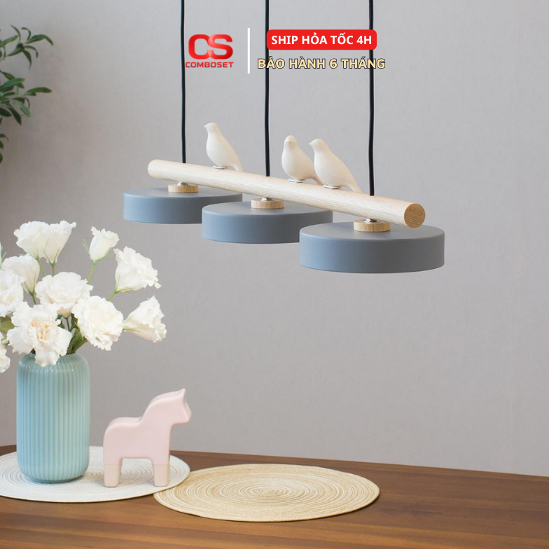 Đèn Thả Bàn Ăn Bắc Âu 3 Đầu, Đèn Thả Trần Hiện Đại Decor Phòng Ăn Phong Cách Macaron