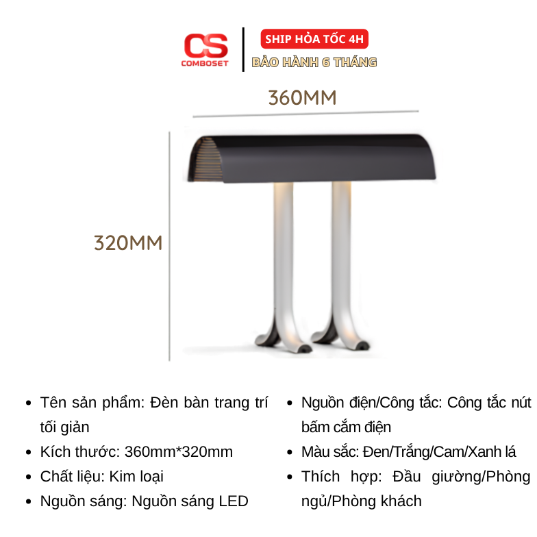 Đèn Bàn Học Bắc Âu Hiện Đại, Đèn Bàn Phòng Ngủ Trang Trí Phong Cách Đan Mạch 1116 - Ảnh 3